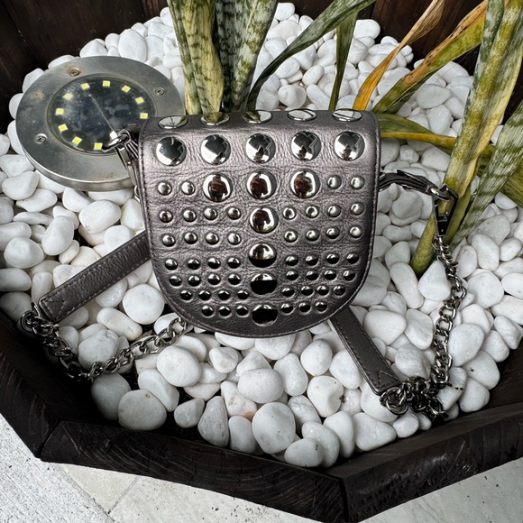 Rebecca Minkoff Metallic Studded Crossbody Bag with Chain Strap - Picture 1 of 10
